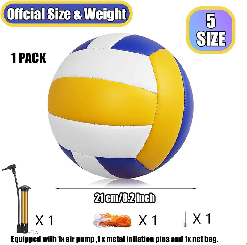 Magicorange Volleyball, 1 Pack Official Size 5 Volleyballs- PU Leather Indoor Outdoor Soft Touch Volleyballs for Beach Play, Game,Gym,Training -Includes Ball Pump - Image 2